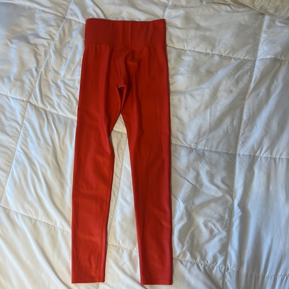Carbon38, small, bright red workout leggings - Picture 2 of 3